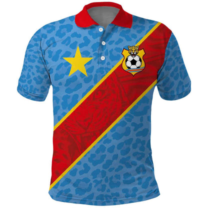 Custom DR Congo National Football Polo Shirt Leopards Go Glory - African Pride