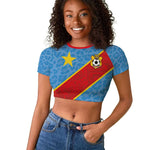 Custom DR Congo National Football Raglan Cropped T shirt Leopards Go Glory - African Pride