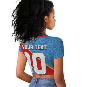Custom DR Congo National Football Raglan Cropped T shirt Leopards Go Glory - African Pride
