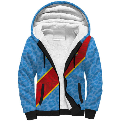 Custom DR Congo National Football Sherpa Hoodie Leopards Go Glory - African Pride