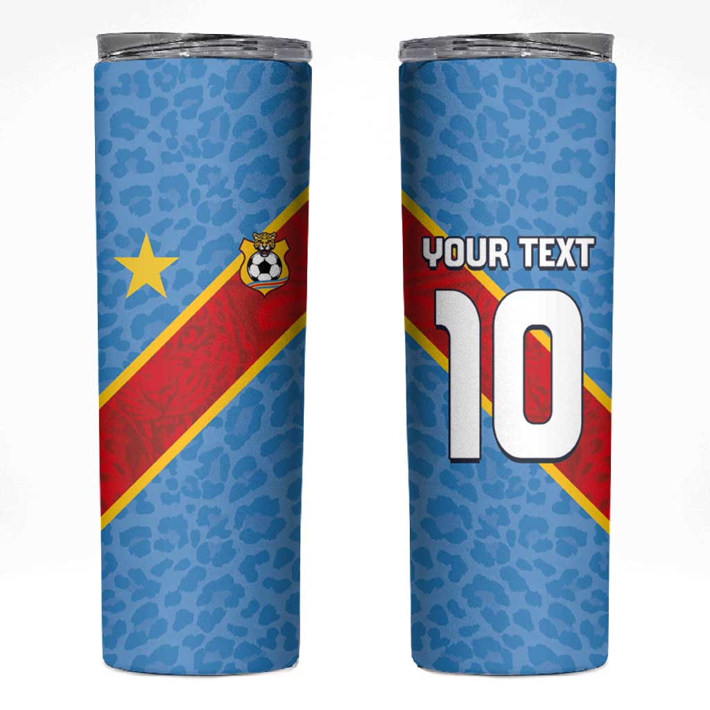 Custom DR Congo National Football Skinny Tumbler Leopards Go Glory - African Pride
