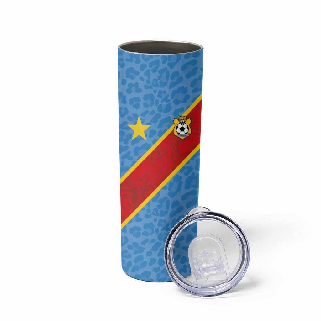 Custom DR Congo National Football Skinny Tumbler Leopards Go Glory - African Pride