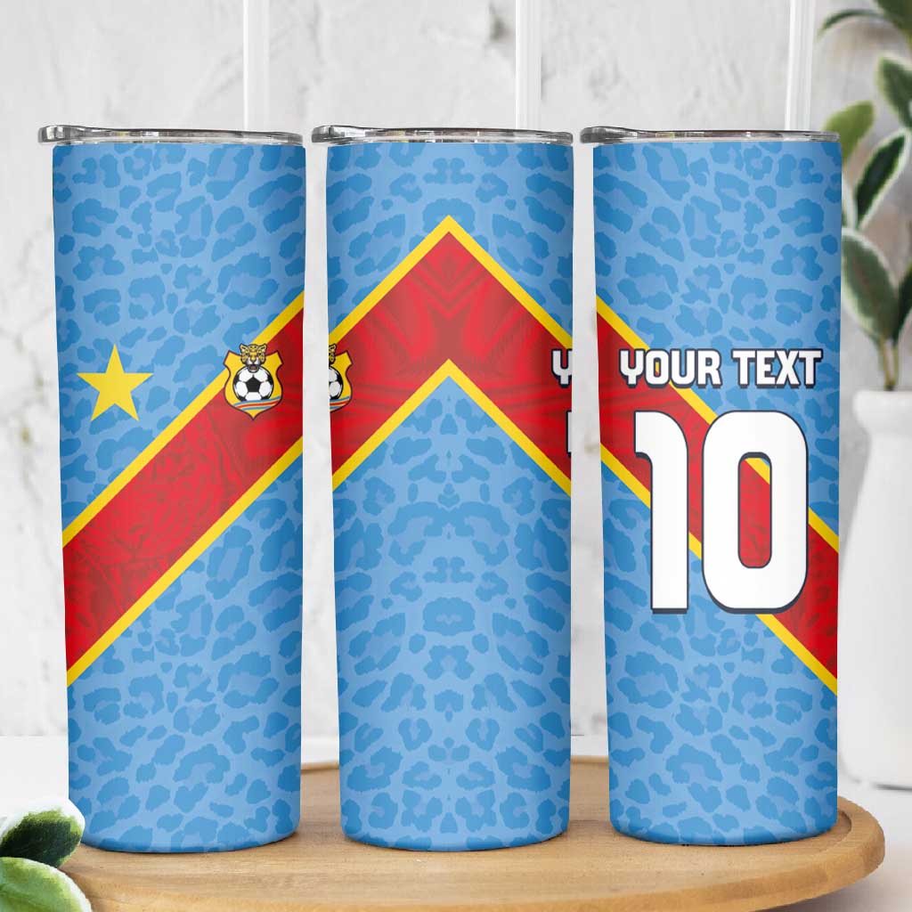 Custom DR Congo National Football Skinny Tumbler Leopards Go Glory - African Pride