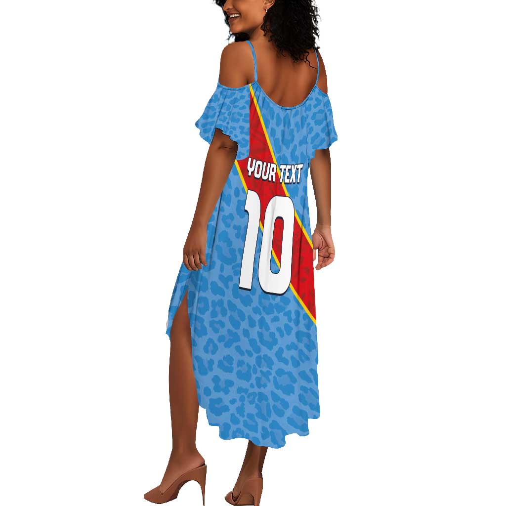 Custom DR Congo National Football Summer Maxi Dress Leopards Go Glory - African Pride