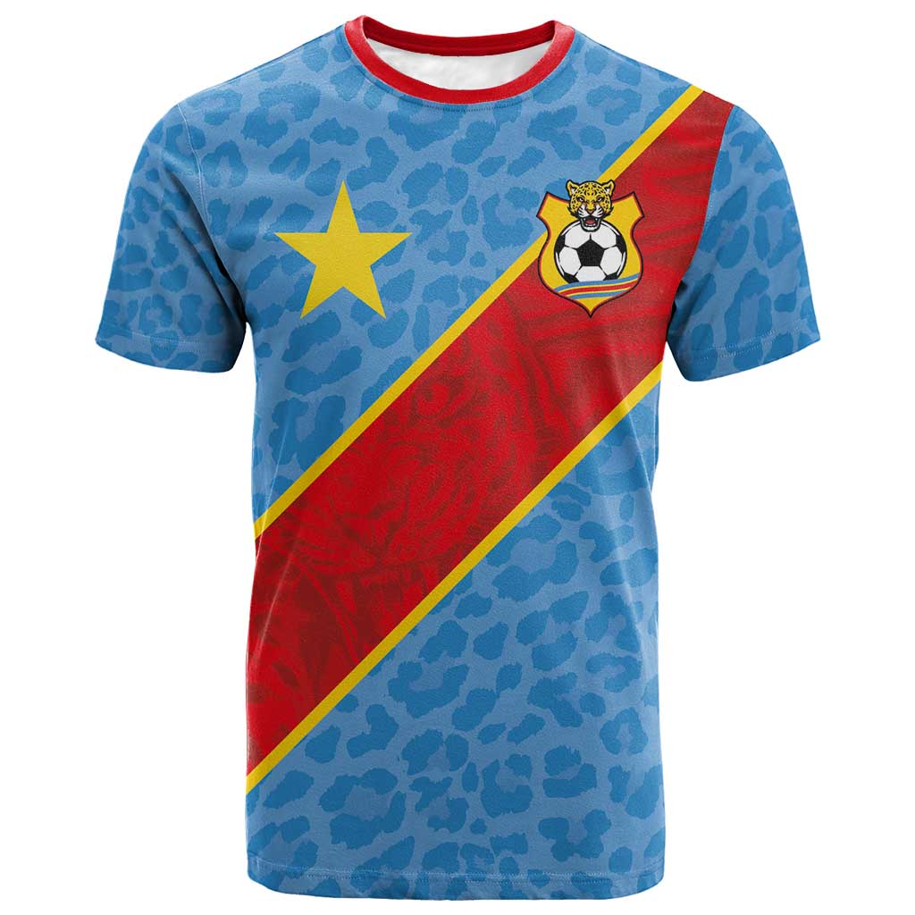 Custom DR Congo National Football T shirt Leopards Go Glory LT03