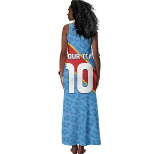 Custom DR Congo National Football Tank Maxi Dress Leopards Go Glory - African Pride