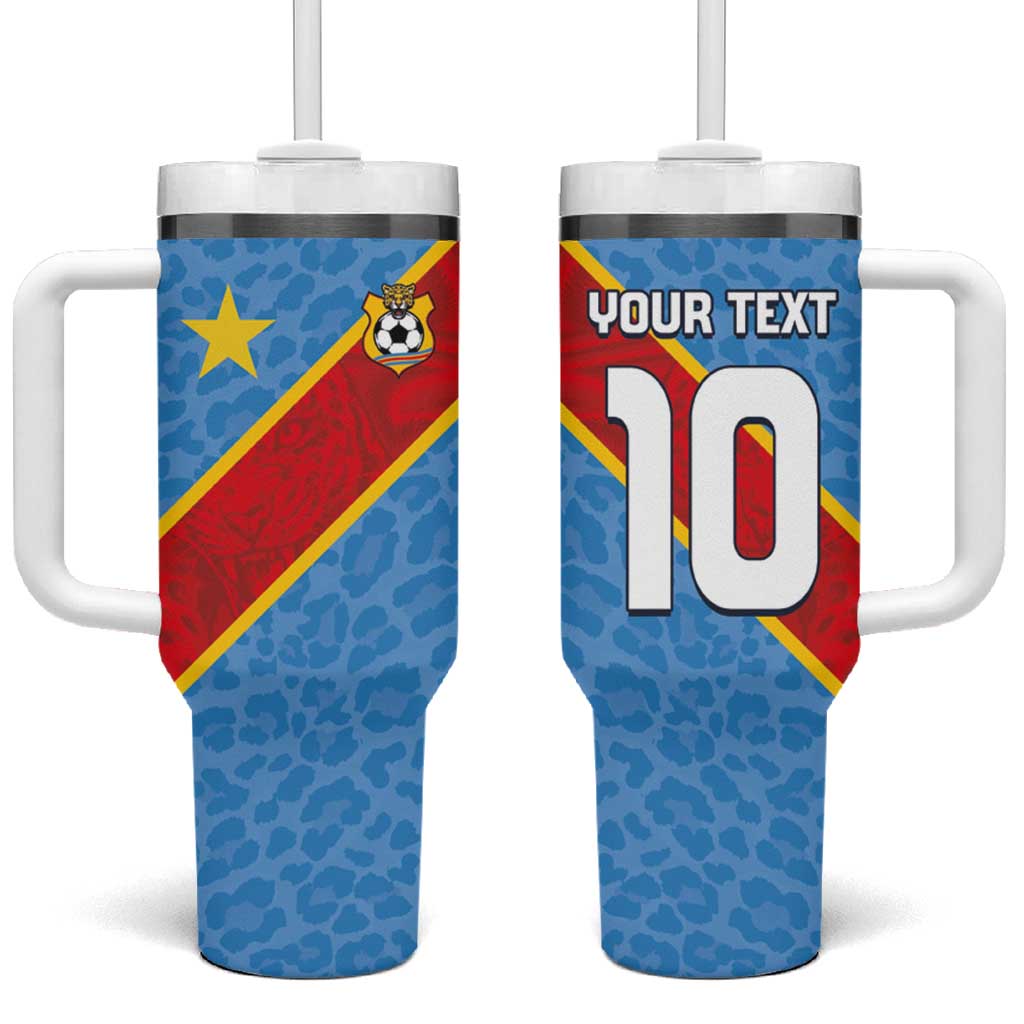 Custom DR Congo National Football Tumbler With Handle Leopards Go Glory - African Pride