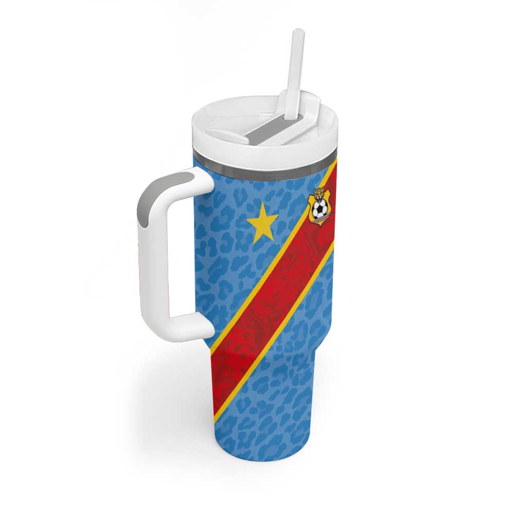 Custom DR Congo National Football Tumbler With Handle Leopards Go Glory - African Pride