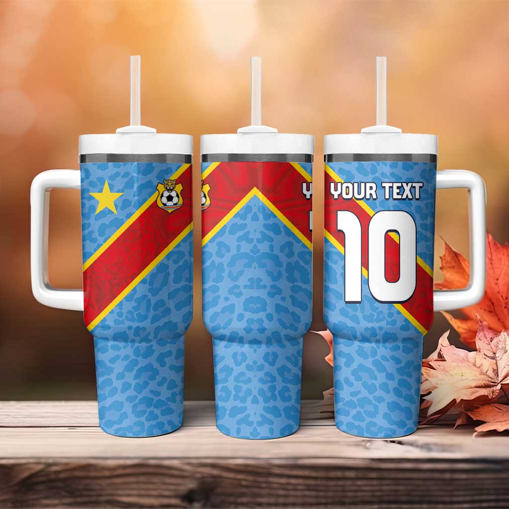 Custom DR Congo National Football Tumbler With Handle Leopards Go Glory - African Pride