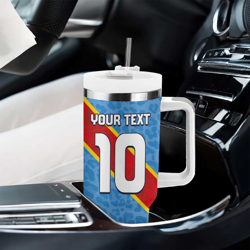 Custom DR Congo National Football Tumbler With Handle Leopards Go Glory - African Pride