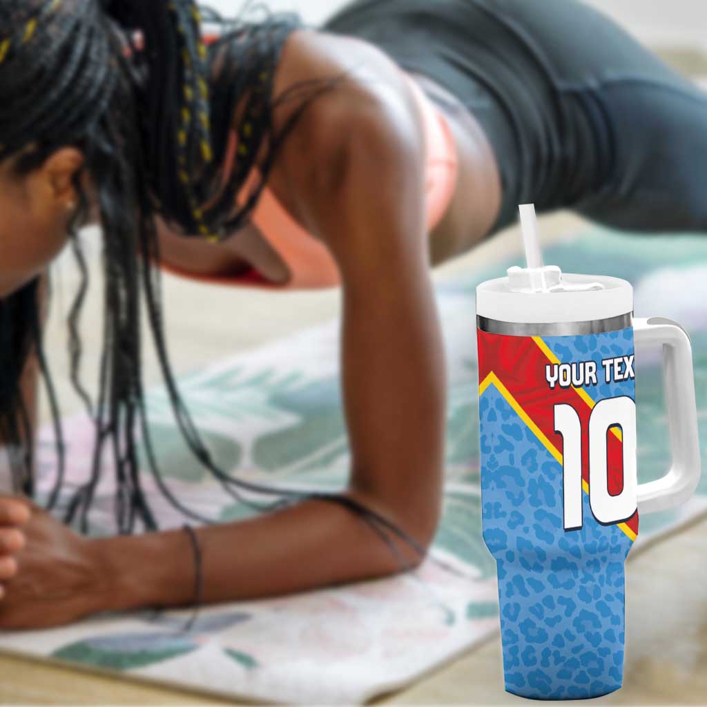 Custom DR Congo National Football Tumbler With Handle Leopards Go Glory - African Pride