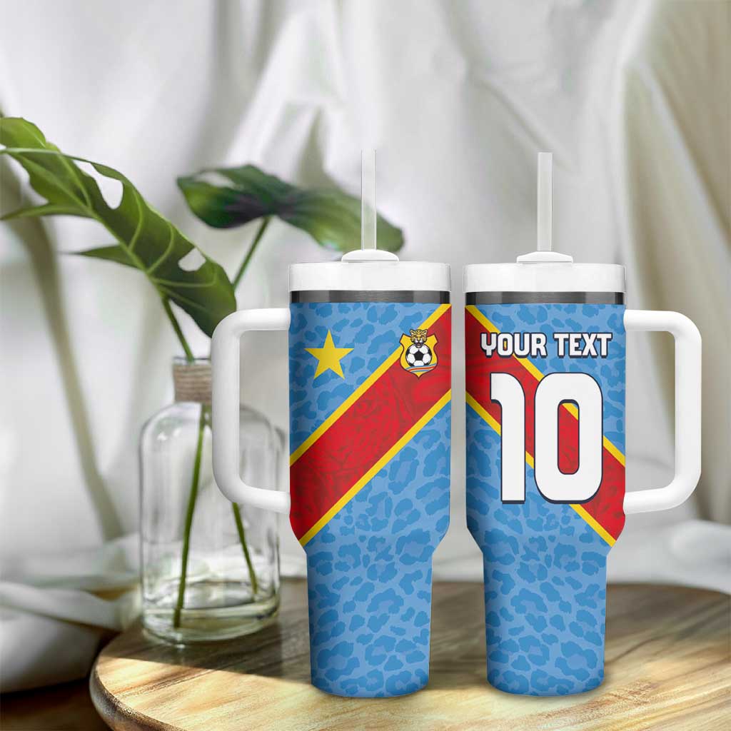 Custom DR Congo National Football Tumbler With Handle Leopards Go Glory - African Pride