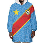 Custom DR Congo National Football Wearable Blanket Hoodie Leopards Go Glory - African Pride