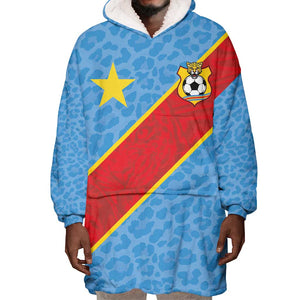 Custom DR Congo National Football Wearable Blanket Hoodie Leopards Go Glory - African Pride