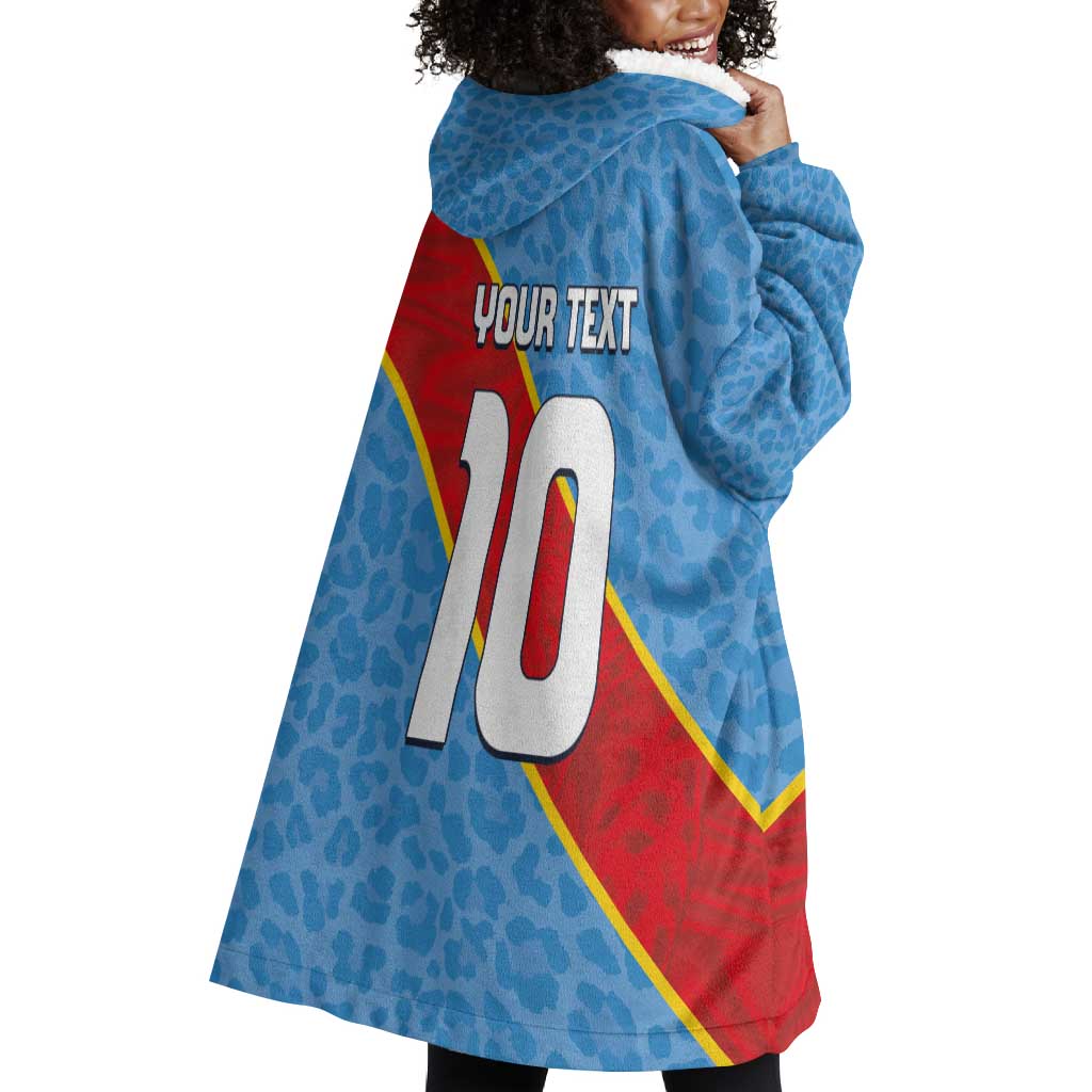 Custom DR Congo National Football Wearable Blanket Hoodie Leopards Go Glory - African Pride