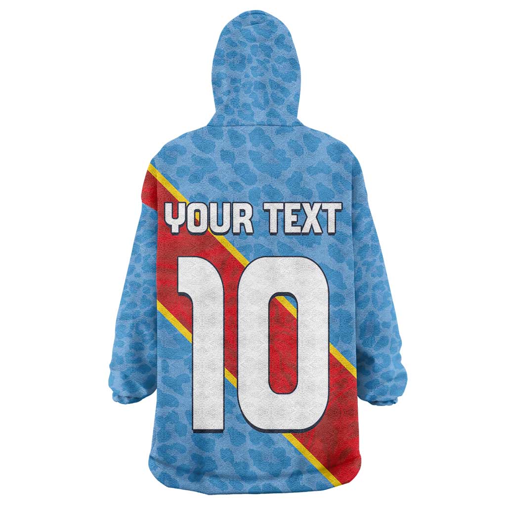 Custom DR Congo National Football Wearable Blanket Hoodie Leopards Go Glory - African Pride
