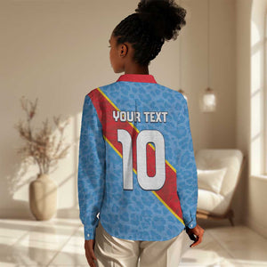 Custom DR Congo National Football Women Casual Shirt Leopards Go Glory - African Pride