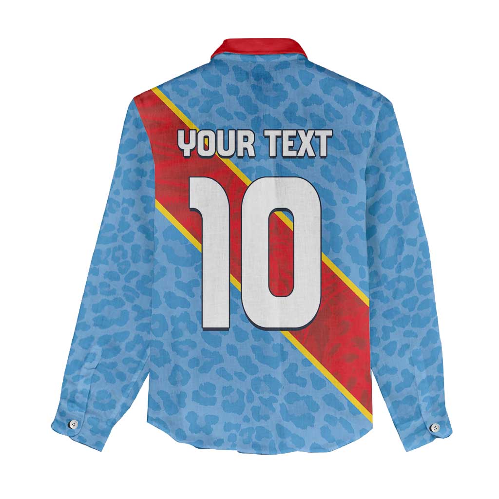 Custom DR Congo National Football Women Casual Shirt Leopards Go Glory - African Pride