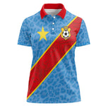Custom DR Congo National Football Women Polo Shirt Leopards Go Glory - African Pride