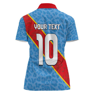 Custom DR Congo National Football Women Polo Shirt Leopards Go Glory - African Pride