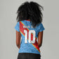 Custom DR Congo National Football Women V-Neck T-Shirt Leopards Go Glory - African Pride