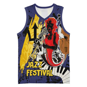 Afro-Barbados Jazz Festival Basketball Jersey Abstract Jazz Art - African Pride