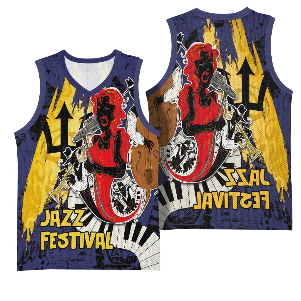 Afro-Barbados Jazz Festival Basketball Jersey Abstract Jazz Art - African Pride