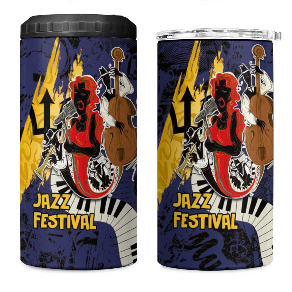 Afro-Barbados Jazz Festival 4 in 1 Can Cooler Tumbler Abstract Jazz Art