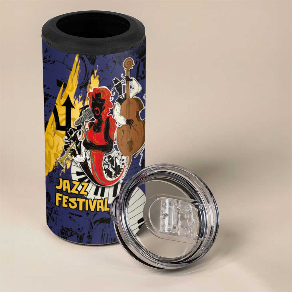 Afro-Barbados Jazz Festival 4 in 1 Can Cooler Tumbler Abstract Jazz Art