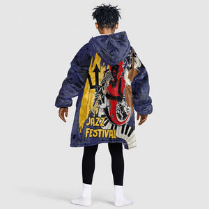 Afro-Barbados Jazz Festival Kid Wearable Blanket Hoodie Abstract Jazz Art