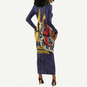 Afro-Barbados Jazz Festival Long Sleeve Bodycon Dress Abstract Jazz Art LT03