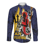 Afro-Barbados Jazz Festival Long Sleeve Button Shirt Abstract Jazz Art