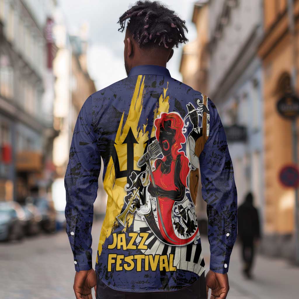 Afro-Barbados Jazz Festival Long Sleeve Button Shirt Abstract Jazz Art