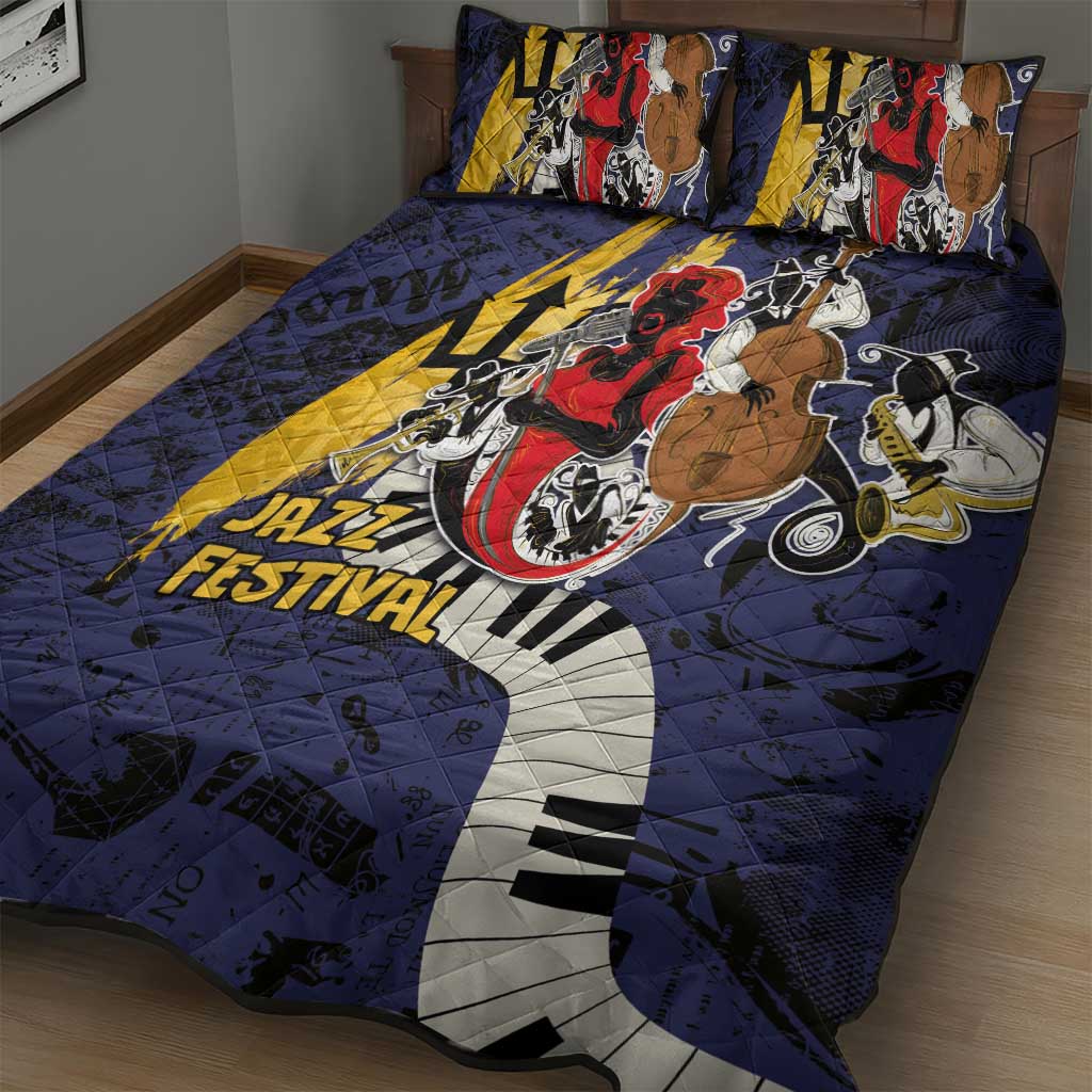 Afro-Barbados Jazz Festival Quilt Bed Set Abstract Jazz Art