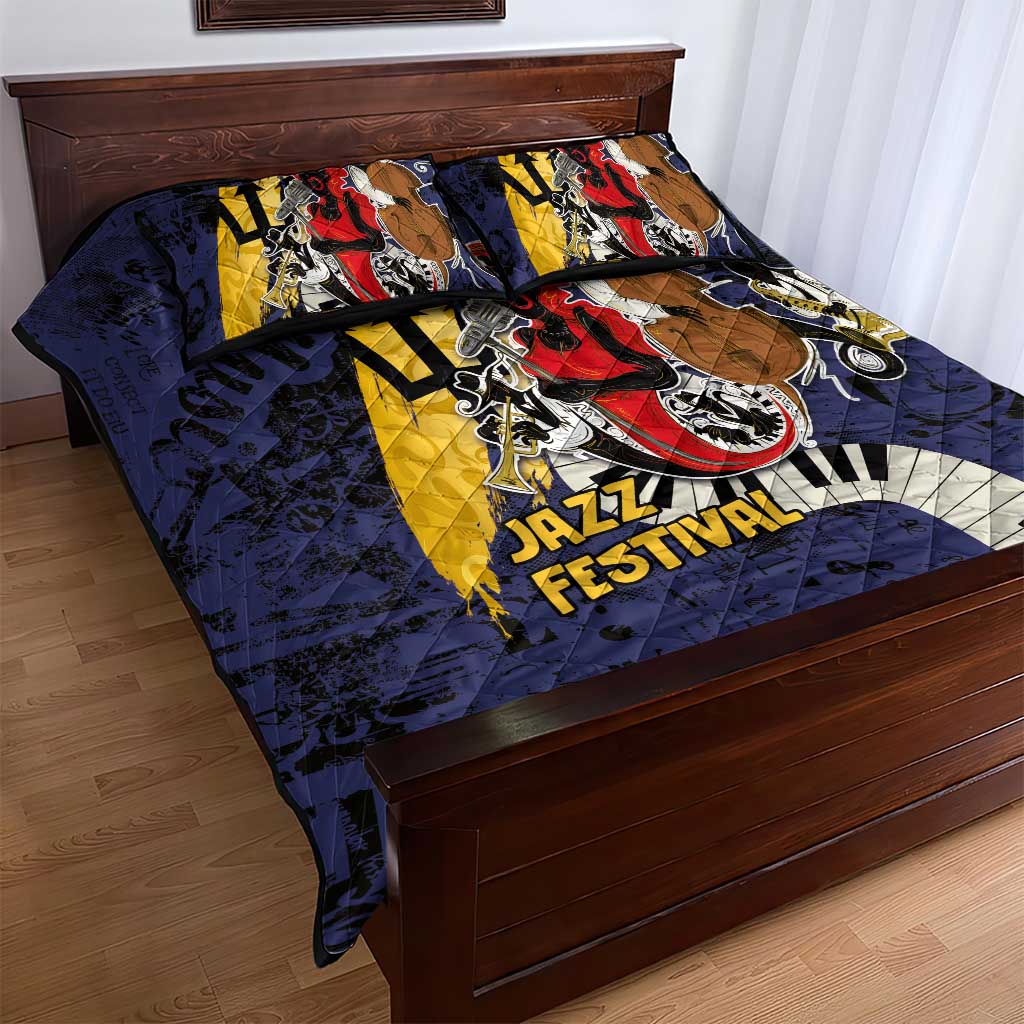 Afro-Barbados Jazz Festival Quilt Bed Set Abstract Jazz Art