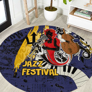 Afro-Barbados Jazz Festival Round Carpet Abstract Jazz Art