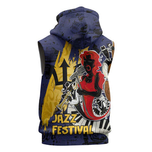 Afro-Barbados Jazz Festival Sleeveless Hoodie Abstract Jazz Art - African Pride