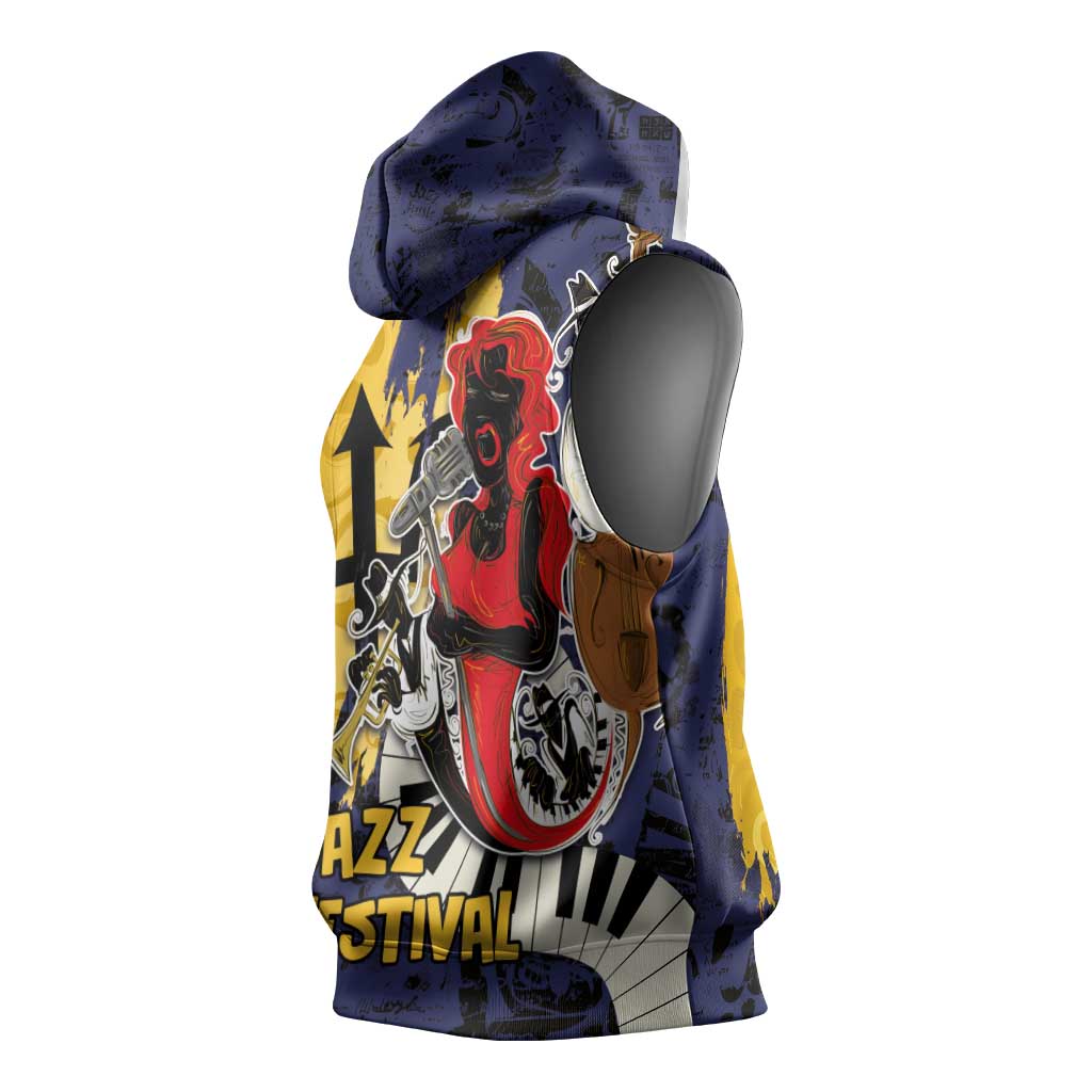 Afro-Barbados Jazz Festival Sleeveless Hoodie Abstract Jazz Art - African Pride