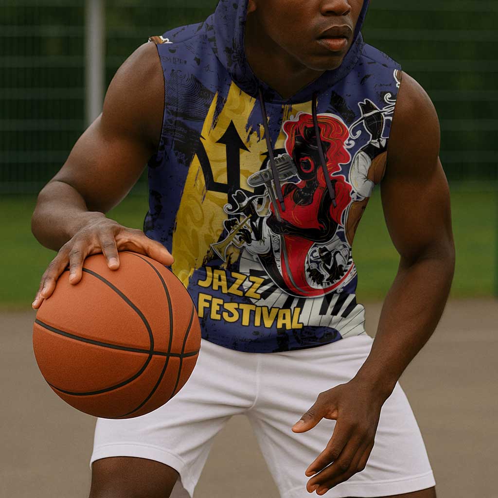 Afro-Barbados Jazz Festival Sleeveless Hoodie Abstract Jazz Art - African Pride