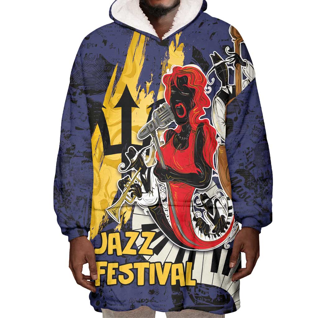 Afro-Barbados Jazz Festival Wearable Blanket Hoodie Abstract Jazz Art