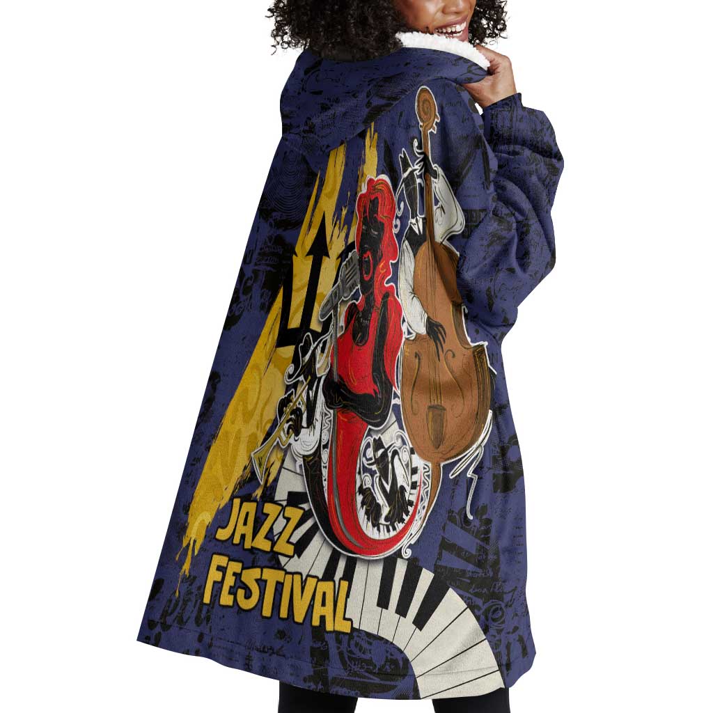 Afro-Barbados Jazz Festival Wearable Blanket Hoodie Abstract Jazz Art