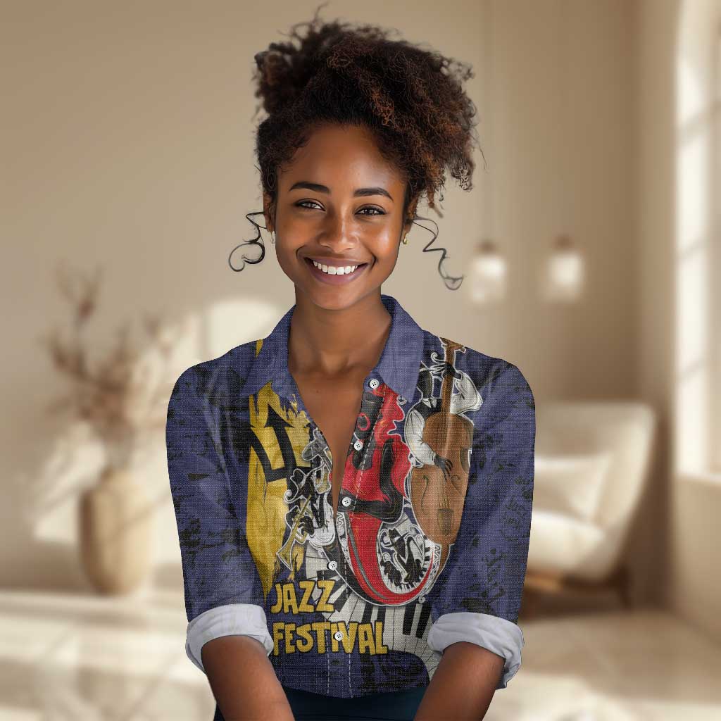 Afro-Barbados Jazz Festival Women Casual Shirt Abstract Jazz Art LT03
