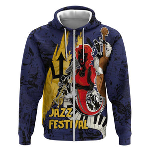 Afro-Barbados Jazz Festival Zip Hoodie Abstract Jazz Art