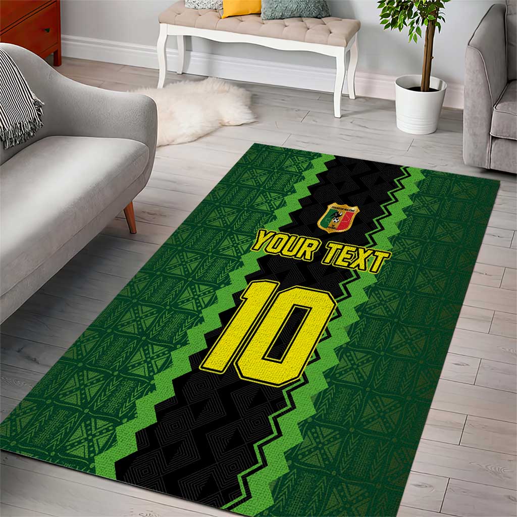 Custom Mali Football Area Rug Les Aigles-Green, Gold & Red