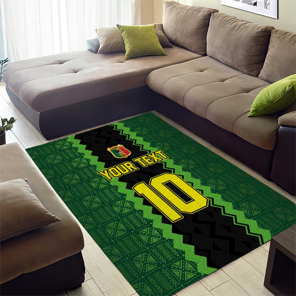 Custom Mali Football Area Rug Les Aigles-Green, Gold & Red