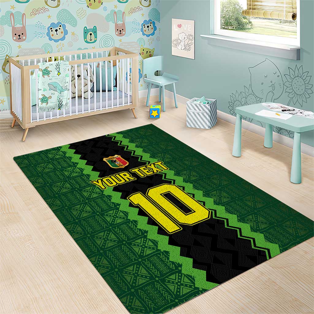 Custom Mali Football Area Rug Les Aigles-Green, Gold & Red