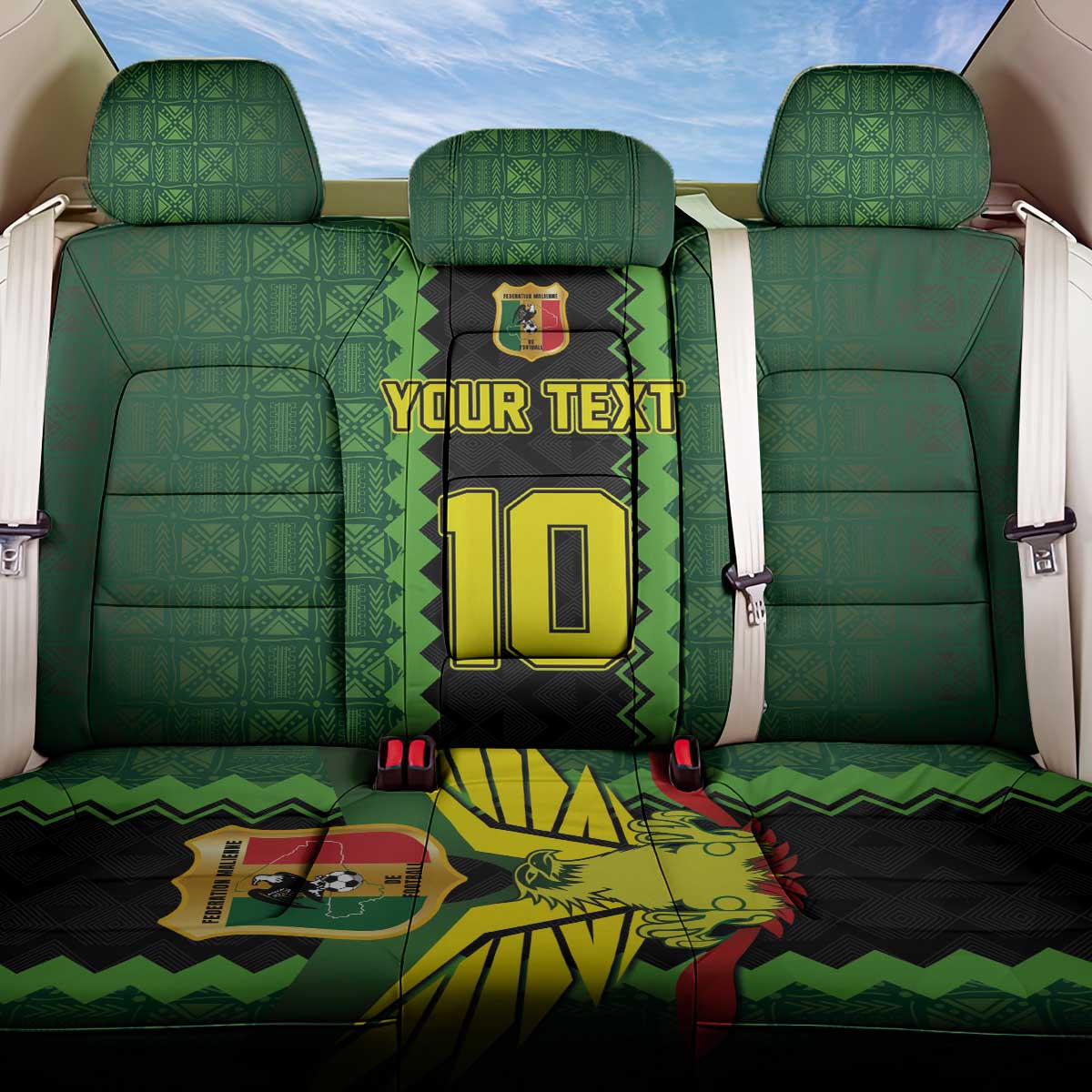 Custom Mali Football Back Car Seat Cover Les Aigles-Green, Gold & Red