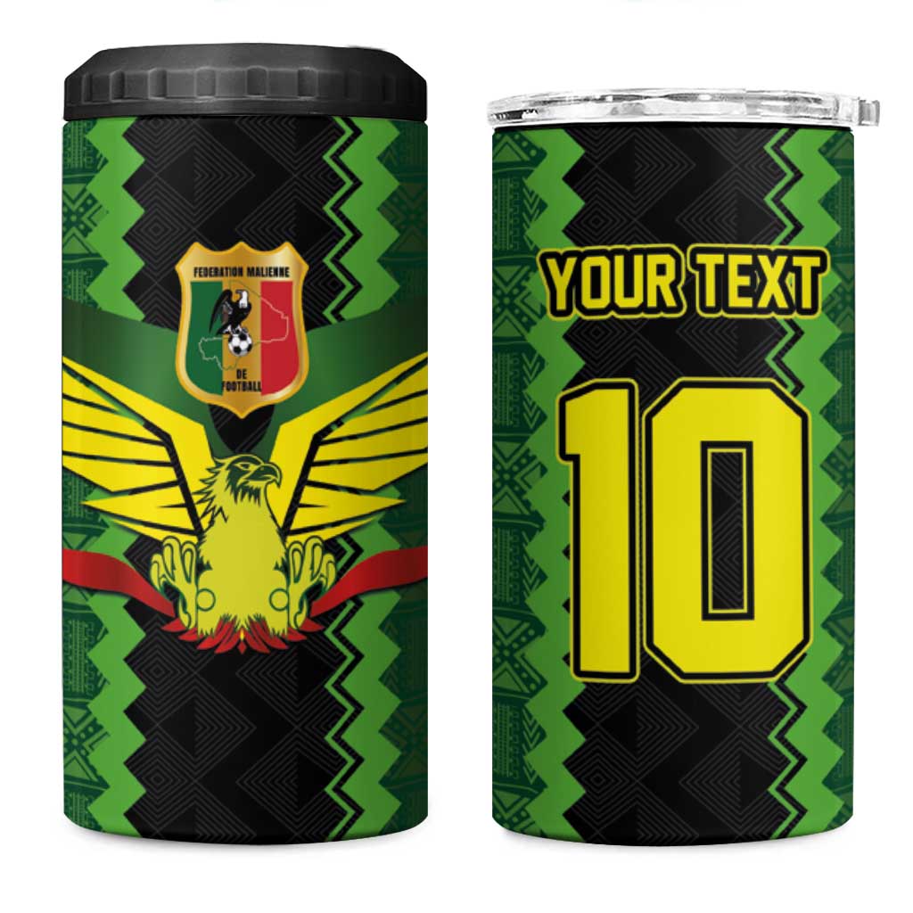 Custom Mali Football 4 in 1 Can Cooler Tumbler Les Aigles-Green, Gold & Red