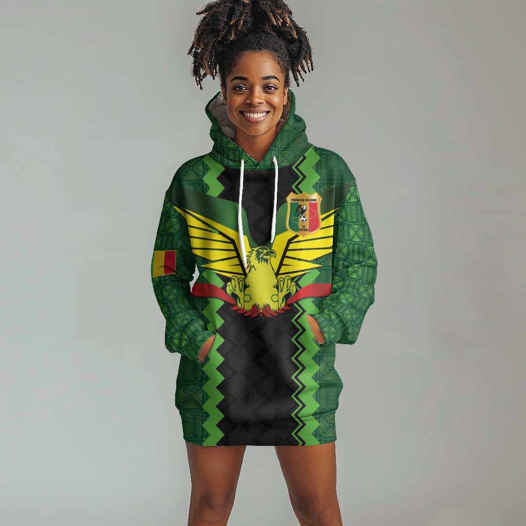 Custom Mali Football Hoodie Dress Les Aigles-Green, Gold & Red