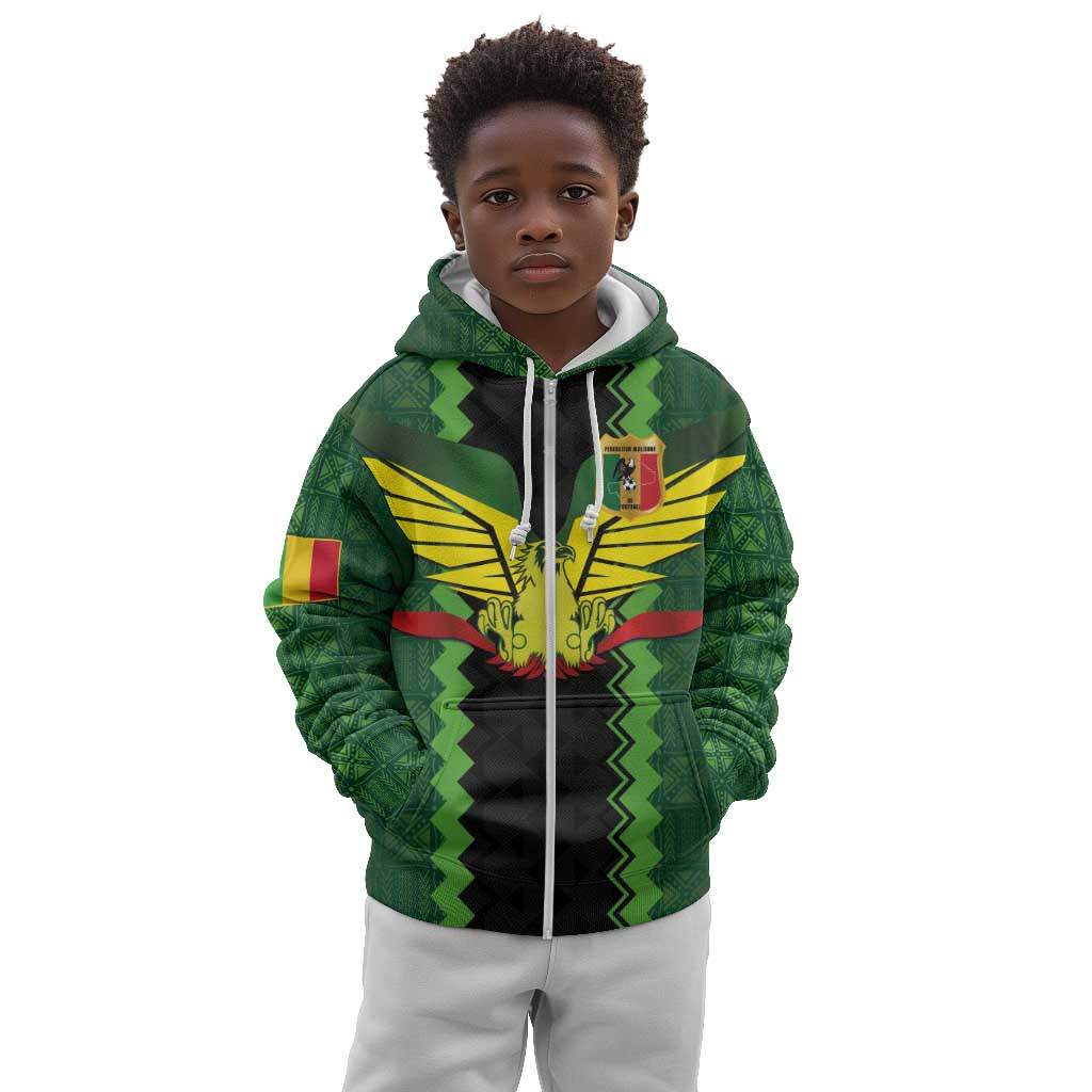 Custom Mali Football Kid Hoodie Les Aigles-Green, Gold & Red